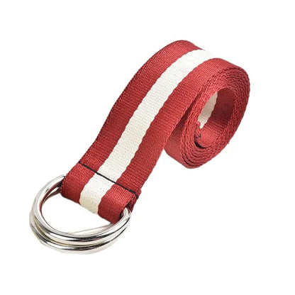 Hot Metal Double Buckle Versatile Leisure Sports Retro Canvas Stripe Decoration Men's and Women's Belts