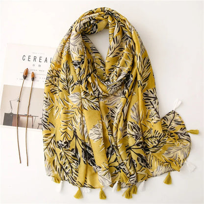 90*180cm Fashion high-grade flowers Cotton and linen female Polyester scarf printing gift custom national wind shawl beach towel