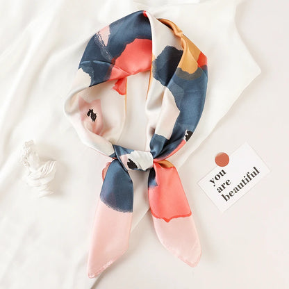 Luxury Brand Silk Square Plaid Scarf Women Satin Neck Hair Tie Band Soft work neckerchife 2021 NEW Hijab Head Female Foulard