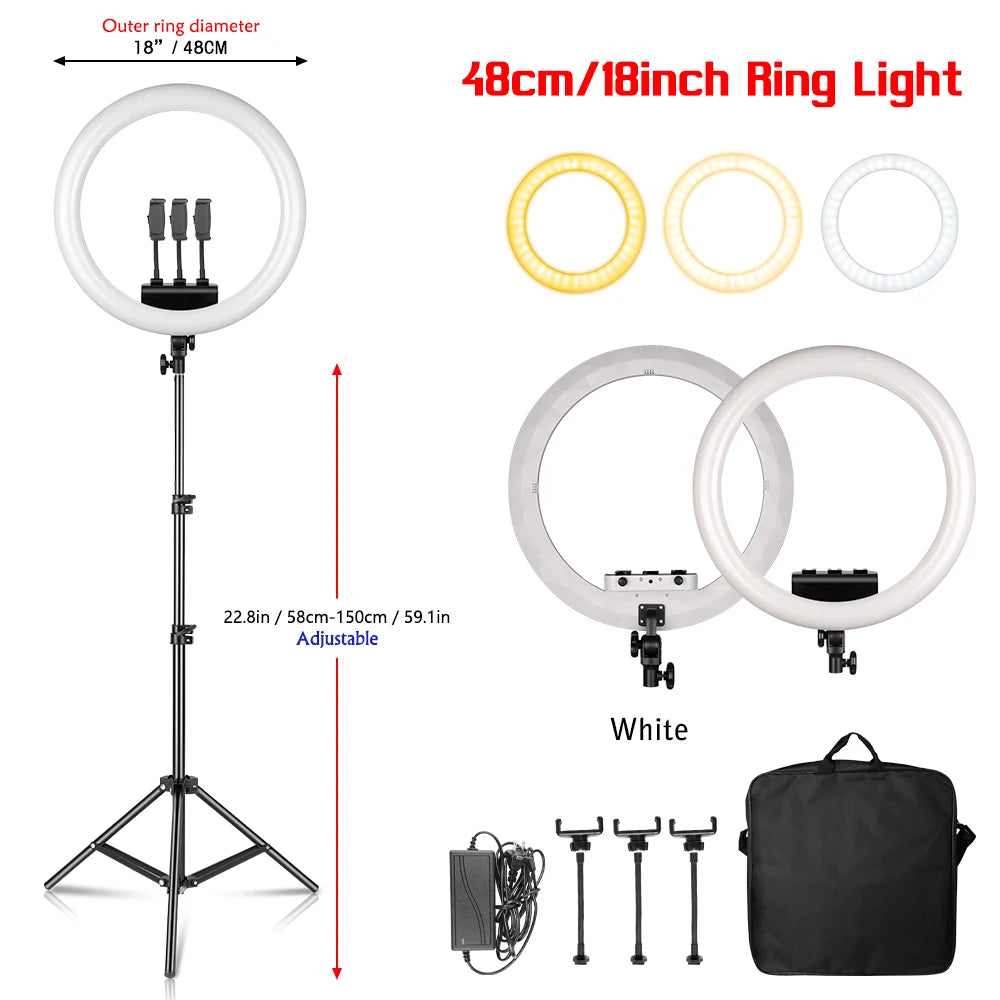 SH 45cm 18 inch Ring Light With Tripod Stand Usb Charge Selfie Led Lamp Dimmable Photography Light For Photo Photography Studio