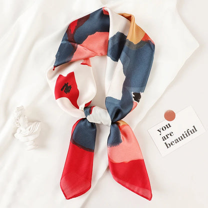 Luxury Brand Silk Square Plaid Scarf Women Satin Neck Hair Tie Band Soft work neckerchife 2021 NEW Hijab Head Female Foulard