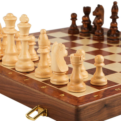 Chess Set Top Grade Wooden Folding Big Traditional Classic Handwork Solid Wood Pieces Walnut Chessboard Children Gift Board Game