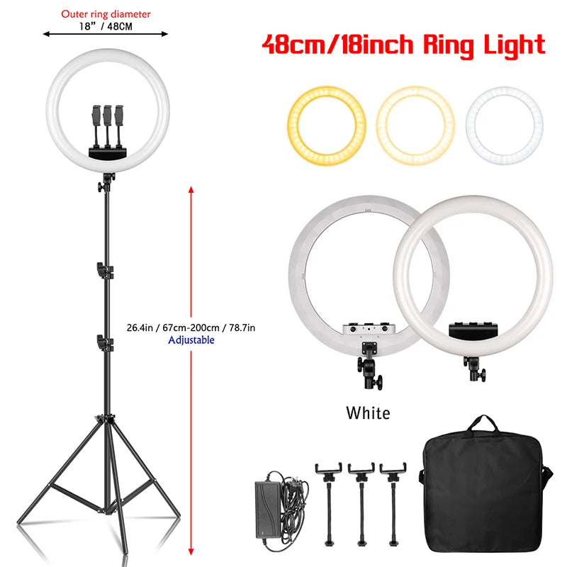 SH 45cm 18 inch Ring Light With Tripod Stand Usb Charge Selfie Led Lamp Dimmable Photography Light For Photo Photography Studio