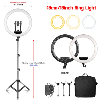 SH 45cm 18 inch Ring Light With Tripod Stand Usb Charge Selfie Led Lamp Dimmable Photography Light For Photo Photography Studio