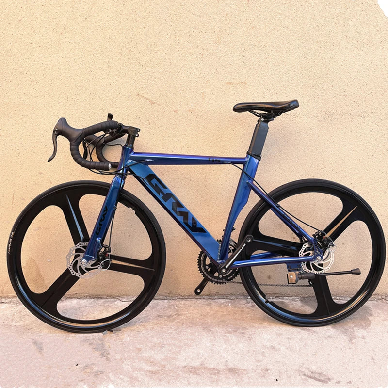 Road Bike with 3 Spokes Rim Wheels, Aluminum Alloy Frame, Double Disc Brake, Racing Bicycle, 14 Speeds, 16 Speeds, 18 Speed