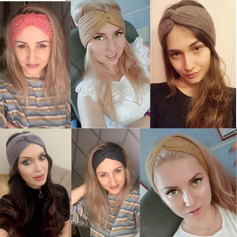 Women Headband Solid Color Elastic Hair Bands Twisted Knitted Turban Headwrap  Winter Girls Hairband Fashion Hair Accessories