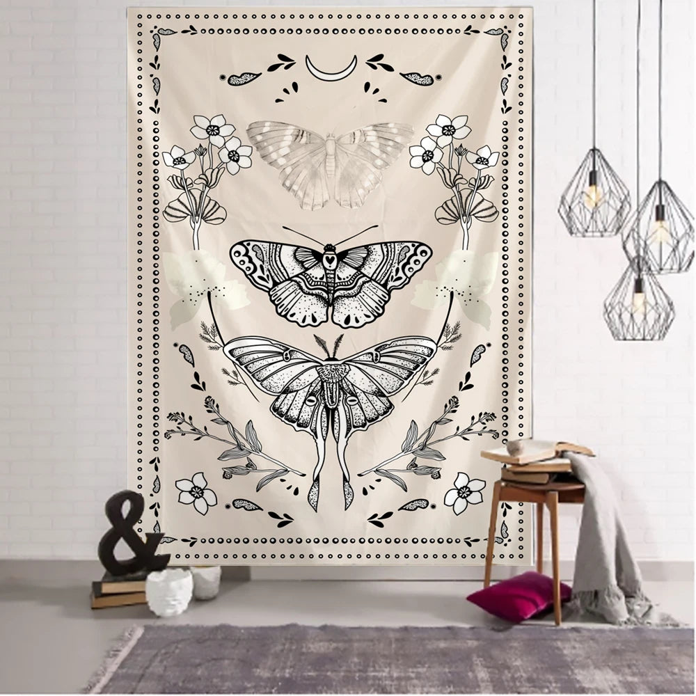 Psychedelic Butterfly Tarot Tapestry Wall Hanging Witchcraft Bohemian Hippie Tapiz Dormitory Home Decor