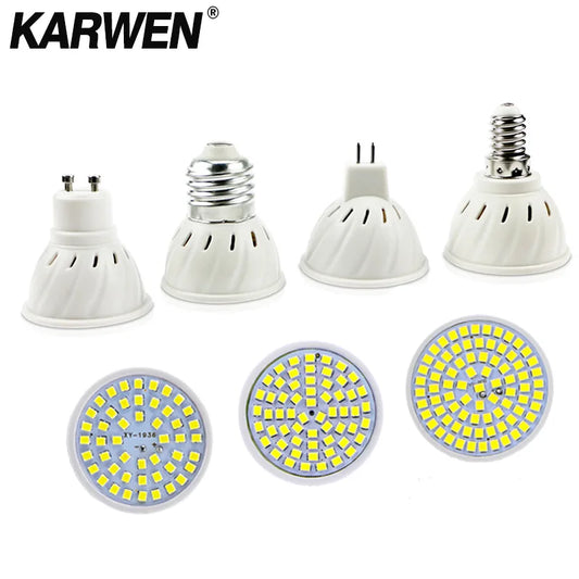 KARWEN  MR16 GU10 E27 E14 Lampada LED Bulb 220V 240V Bombillas LED Lamp 48 60 80 LED Spotlight 2835 SMD Lampara light