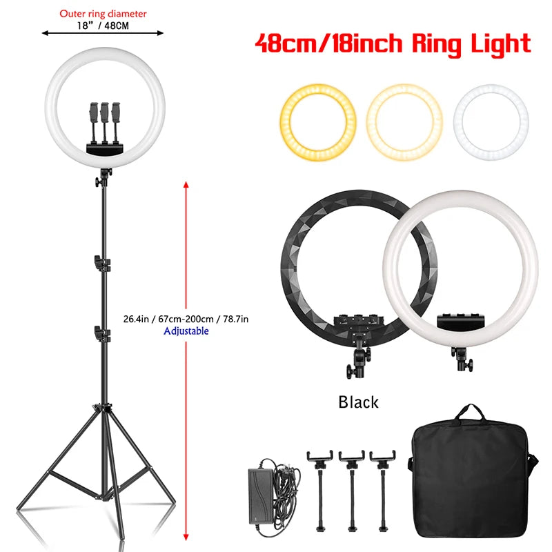 SH 45cm 18 inch Ring Light With Tripod Stand Usb Charge Selfie Led Lamp Dimmable Photography Light For Photo Photography Studio