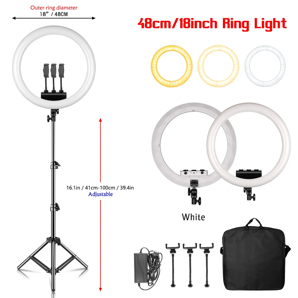 SH 45cm 18 inch Ring Light With Tripod Stand Usb Charge Selfie Led Lamp Dimmable Photography Light For Photo Photography Studio