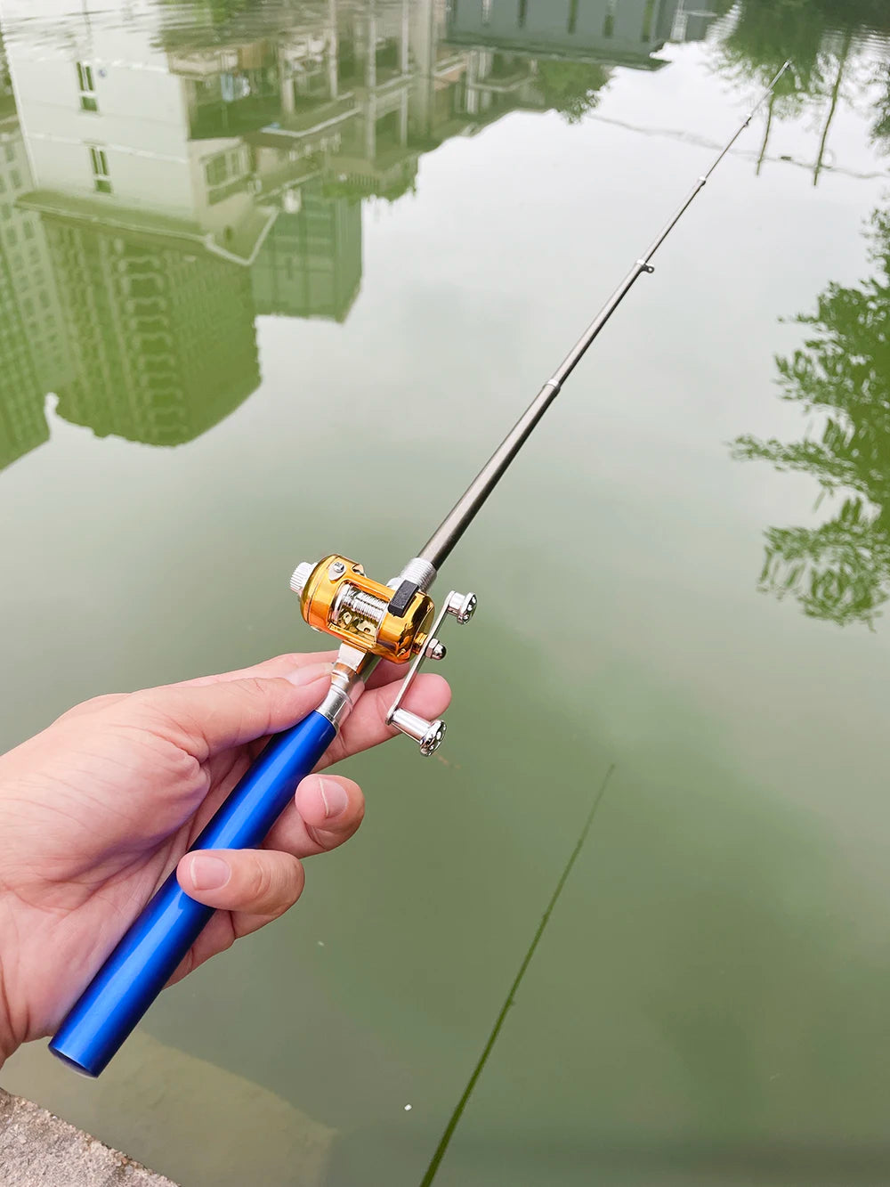 Fishing Rod Reel Combo Set Mini Telescopic Pocket Pen Fishing Rod Pole + Reel