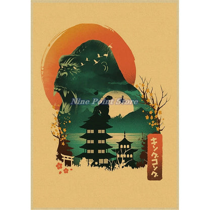 Japanese creativity Kraft Paper Painting Posters And Prints Wall Picture For Living Room Abstract Decorative Home Decor