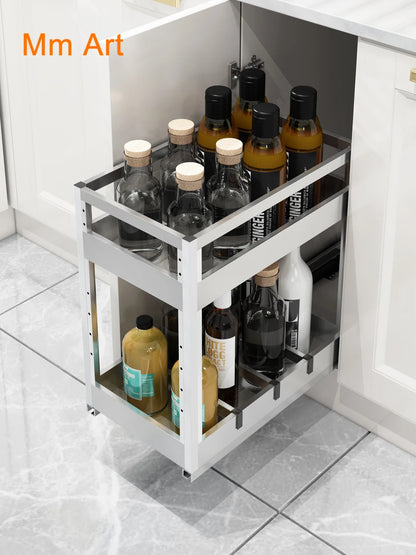 Cabinet Basket Glass Narrow Cabinet Seasoning Basket Mini Spice Rack Storage