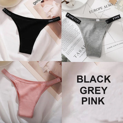 3PCS/Set Cotton Panties Briefs Women Underpants Female Sexy Panties Thong Women's Pantys Underwear Solid Color Intimate Lingerie