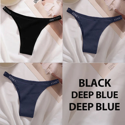 3PCS/Set Cotton Panties Briefs Women Underpants Female Sexy Panties Thong Women's Pantys Underwear Solid Color Intimate Lingerie