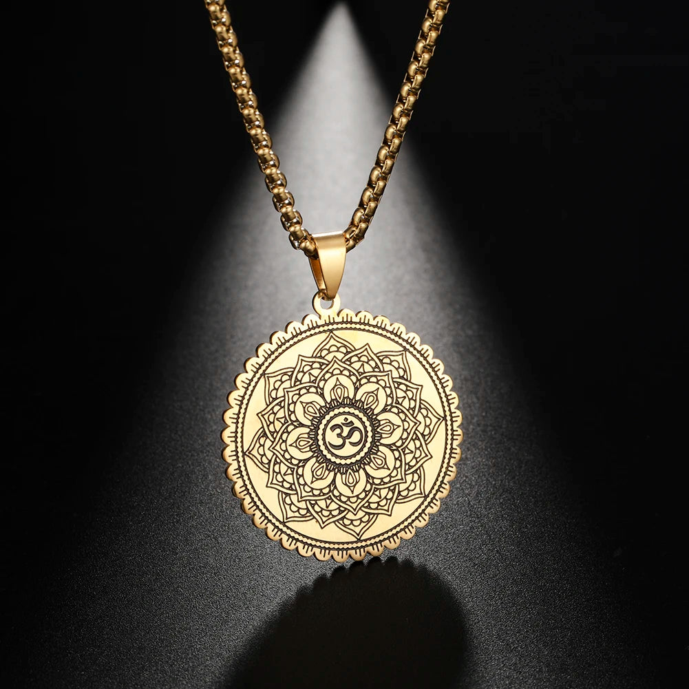 My Shape Viking Necklaces Flower of Life Dome Sacred Geometry Women Om Yoga Chakra Pendant Mandala Fashion Choker Jewelry