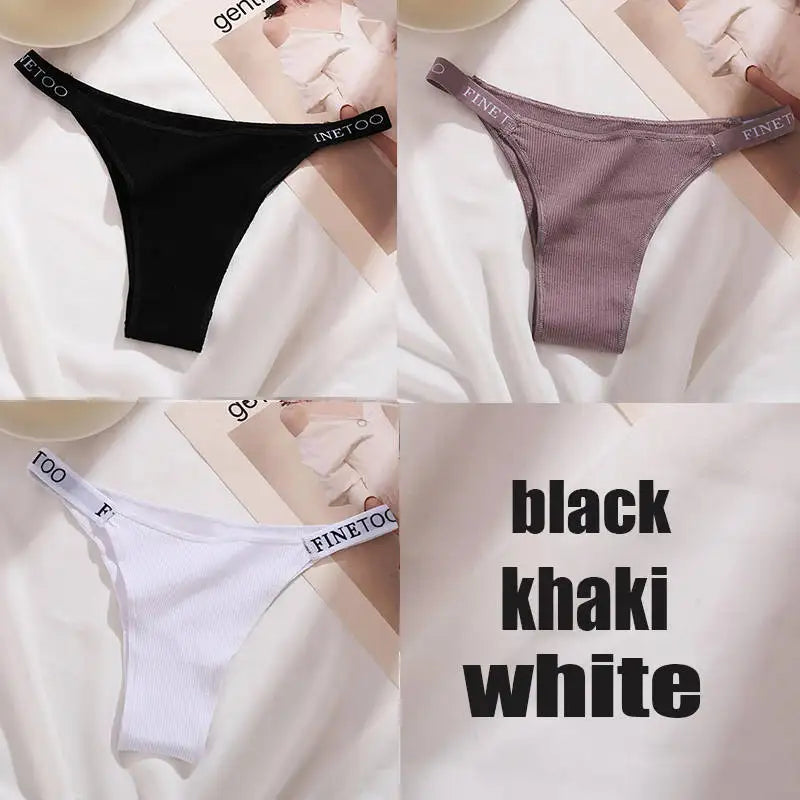 3PCS/Set Cotton Panties Briefs Women Underpants Female Sexy Panties Thong Women's Pantys Underwear Solid Color Intimate Lingerie