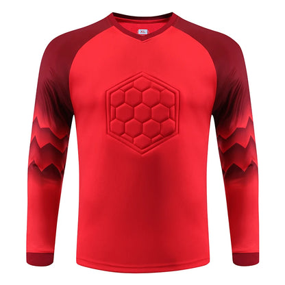 2021 Nuevo uniforme de entrenamiento de fútbol para hombres, uniforme de portero, conjunto de camiseta de fútbol para niños, camisa protectora de esponja de manga larga, pantalones