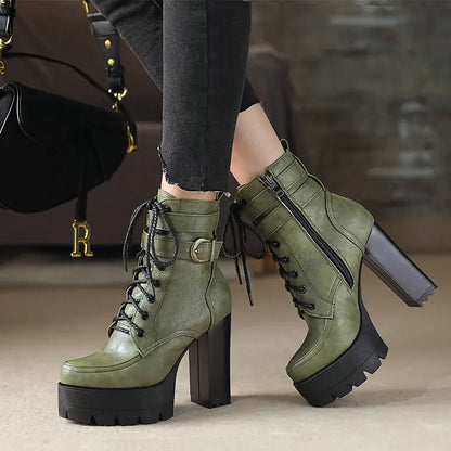 Autumn and winter new British style boots women's short boots thick with all-match