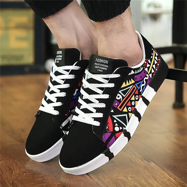 Men Sports Shoes Casual Canvas Shoes Fashion Print Sneakers Summer Trainers Leisure Shoes Men's Flats Slip Shoes