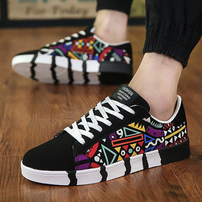 Men Sports Shoes Casual Canvas Shoes Fashion Print Sneakers Summer Trainers Leisure Shoes Men's Flats Slip Shoes