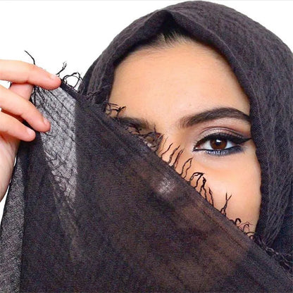 New 70*175Cm Women Muslim Crinkle Hijab for Women Soft Cotton Headscarf Islamic Head Wraps Femme Musulman Head Scarf