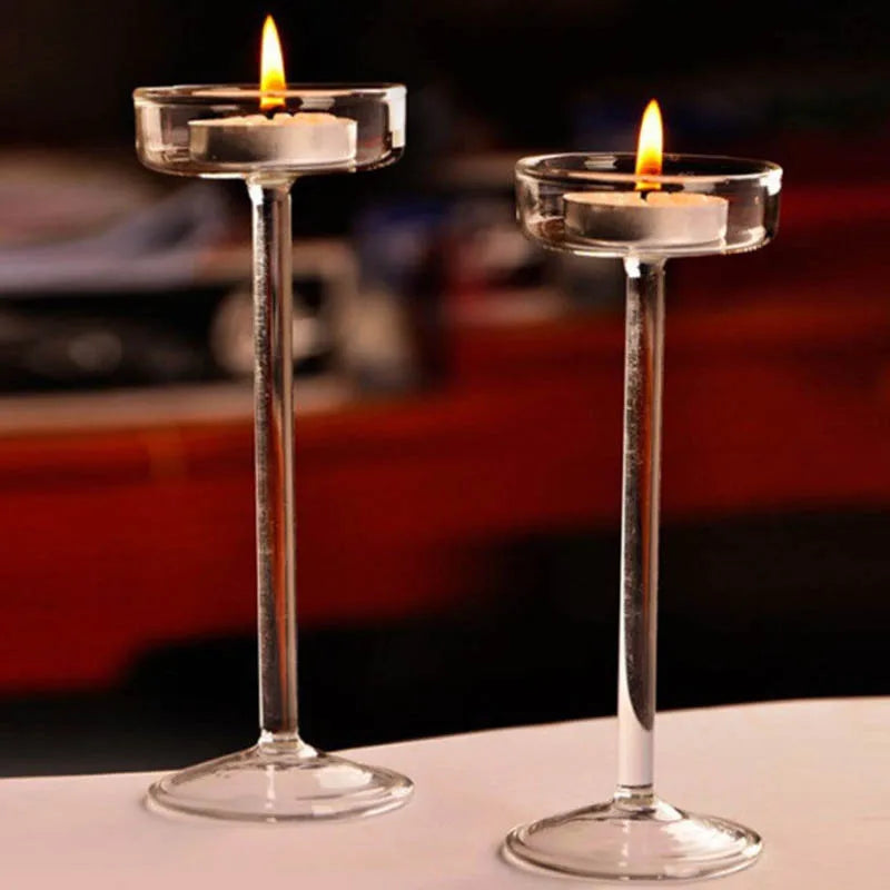 European High Candlestick Glass Candle Holder Romantic Dinner Decoration CLH@8