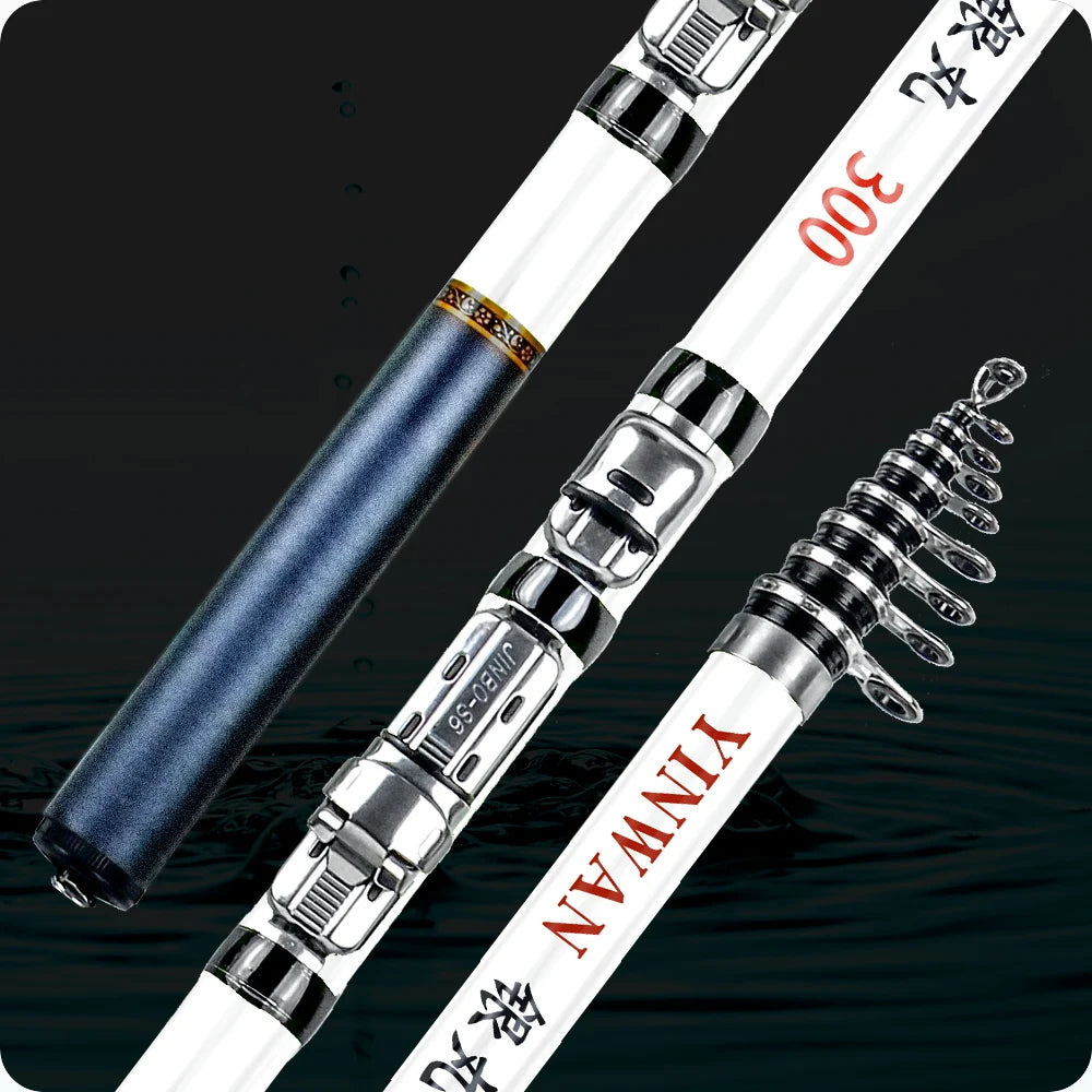 JOSBY Spinning Rod Rock Fishing Carbon Fiber Mini Telescopic Portable 1.5/1.8/2.1/2.4/2.7/3.0M