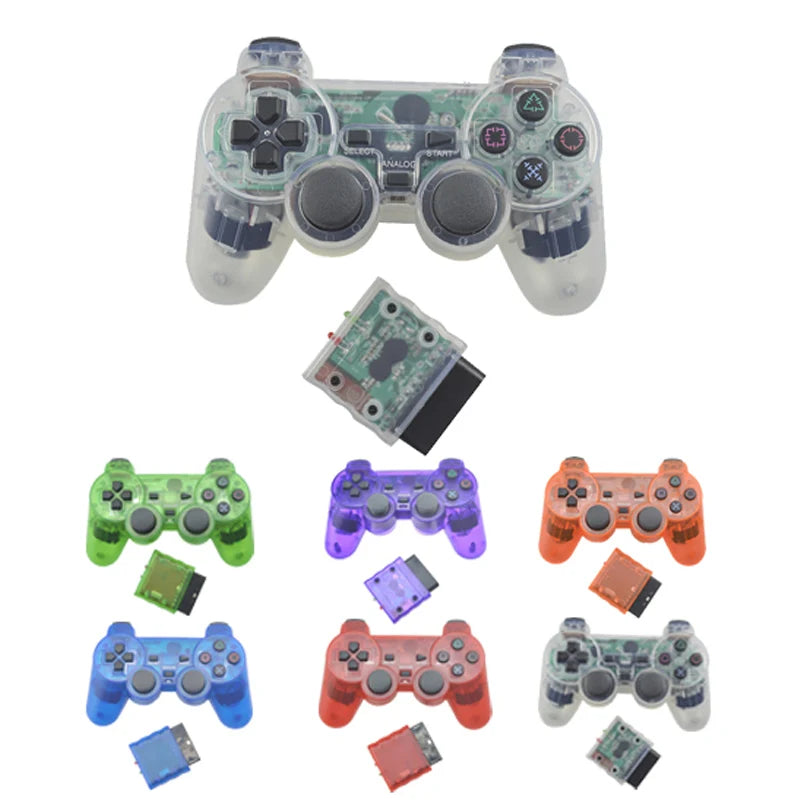 Transparent Color  Wireless Gamepad For Sony PS2  2.4G Vibration Joystick Blutooth Controller For Playstation 2 Joypad