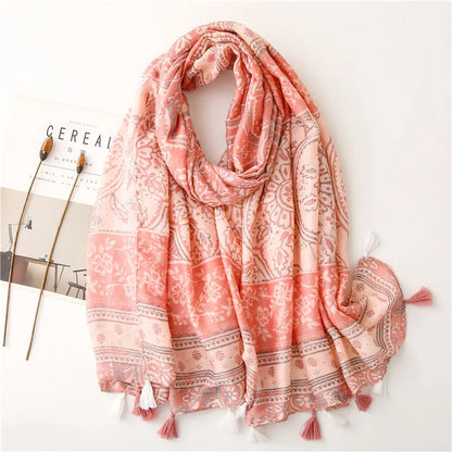 90*180cm Fashion high-grade flowers Cotton and linen female Polyester scarf printing gift custom national wind shawl beach towel