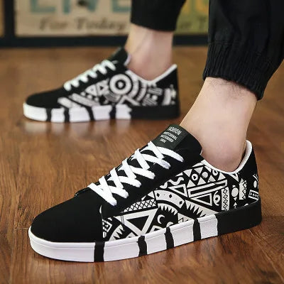 Men Sports Shoes Casual Canvas Shoes Fashion Print Sneakers Summer Trainers Leisure Shoes Men's Flats Slip Shoes