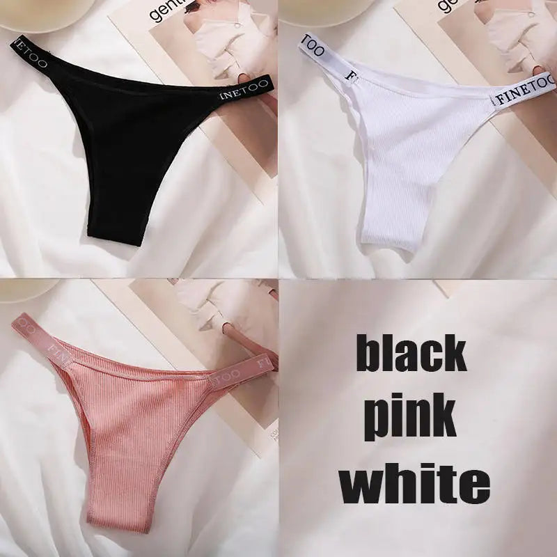 3PCS/Set Cotton Panties Briefs Women Underpants Female Sexy Panties Thong Women's Pantys Underwear Solid Color Intimate Lingerie