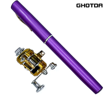 Fishing Rod Reel Combo Set Mini Telescopic Pocket Pen Fishing Rod Pole + Reel