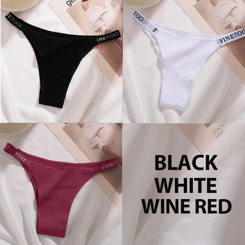 3PCS/Set Cotton Panties Briefs Women Underpants Female Sexy Panties Thong Women's Pantys Underwear Solid Color Intimate Lingerie