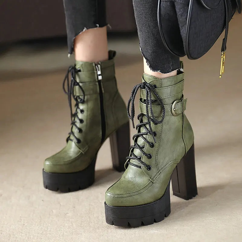 Autumn and winter new British style boots women's short boots thick with all-match