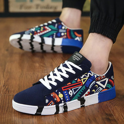 Men Sports Shoes Casual Canvas Shoes Fashion Print Sneakers Summer Trainers Leisure Shoes Men's Flats Slip Shoes