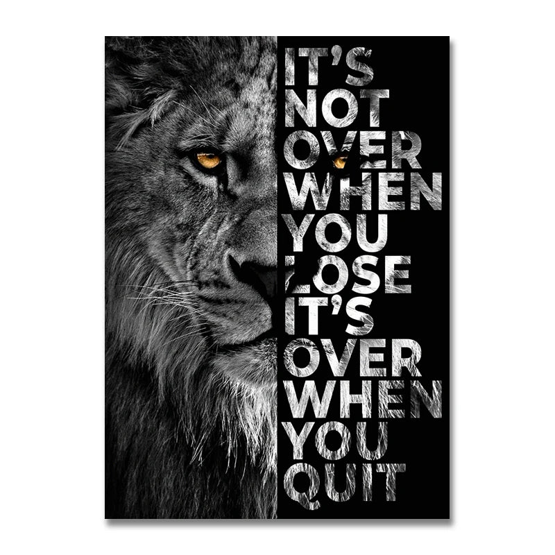 Canvas Painting Wild Lion Letter Motivational Quote Art Posters and Prints on Canvas Decorative Wall Art Picture for Home Decor