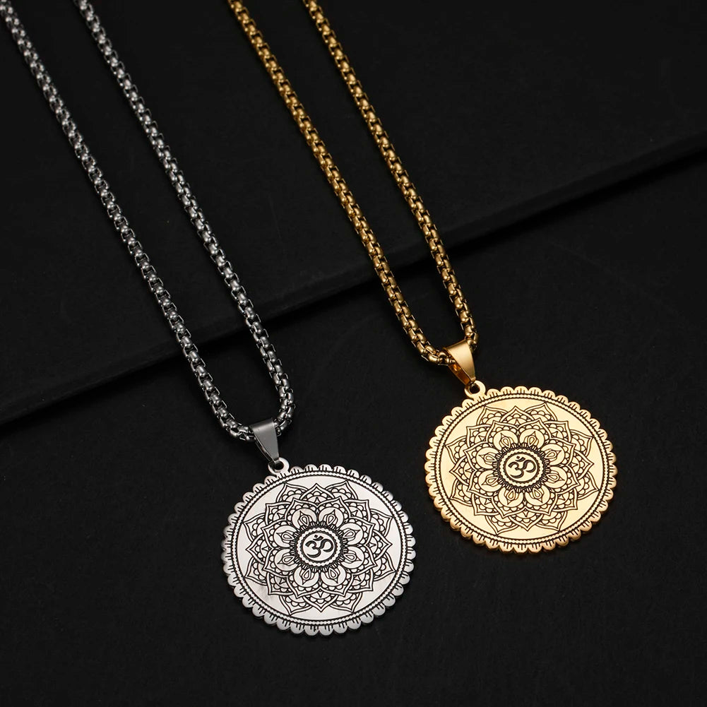 My Shape Viking Necklaces Flower of Life Dome Sacred Geometry Women Om Yoga Chakra Pendant Mandala Fashion Choker Jewelry