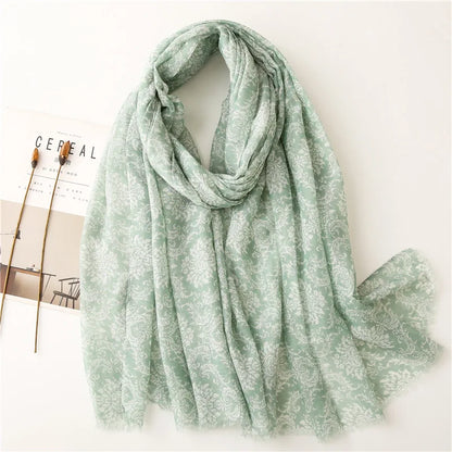 90*180cm Fashion high-grade flowers Cotton and linen female Polyester scarf printing gift custom national wind shawl beach towel