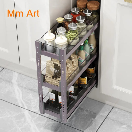 Cabinet Basket Glass Narrow Cabinet Seasoning Basket Mini Spice Rack Storage