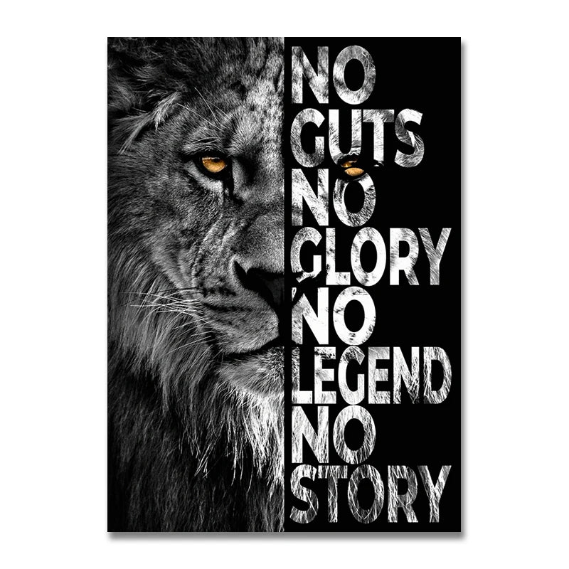 Canvas Painting Wild Lion Letter Motivational Quote Art Posters and Prints on Canvas Decorative Wall Art Picture for Home Decor