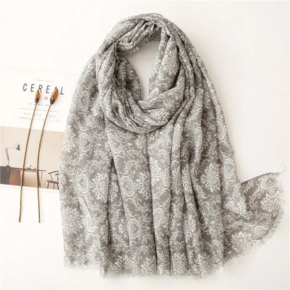 90*180cm Fashion high-grade flowers Cotton and linen female Polyester scarf printing gift custom national wind shawl beach towel