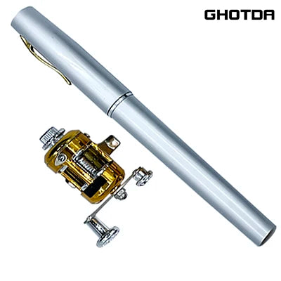 Fishing Rod Reel Combo Set Mini Telescopic Pocket Pen Fishing Rod Pole + Reel