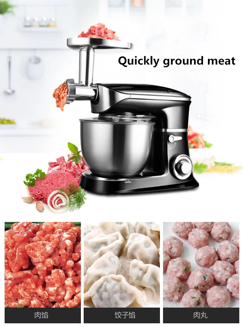 1300W 6.5L Planetary Mixer,electric Stainless Steel Mixer with bowl，chopper juicer Cream Cake Bread Kitchen Food Mixer 1300