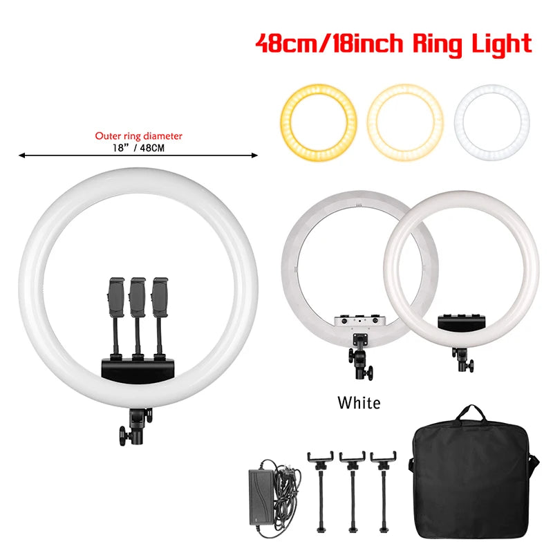 SH 45cm 18 inch Ring Light With Tripod Stand Usb Charge Selfie Led Lamp Dimmable Photography Light For Photo Photography Studio