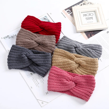 Women Headband Solid Color Elastic Hair Bands Twisted Knitted Turban Headwrap  Winter Girls Hairband Fashion Hair Accessories