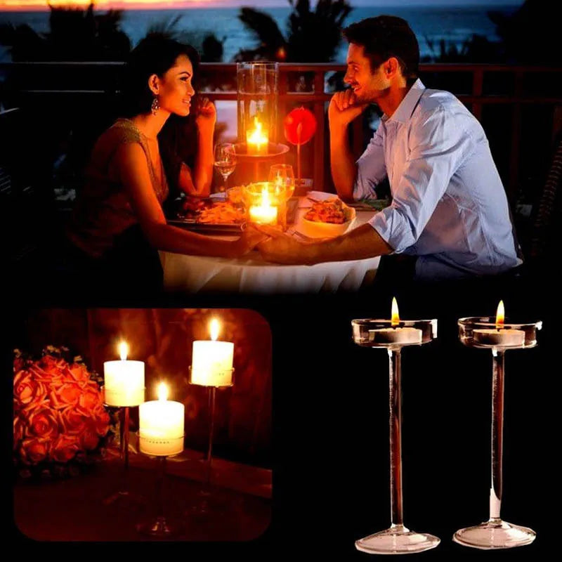 European High Candlestick Glass Candle Holder Romantic Dinner Decoration CLH@8