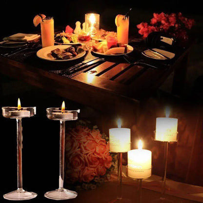 European High Candlestick Glass Candle Holder Romantic Dinner Decoration CLH@8