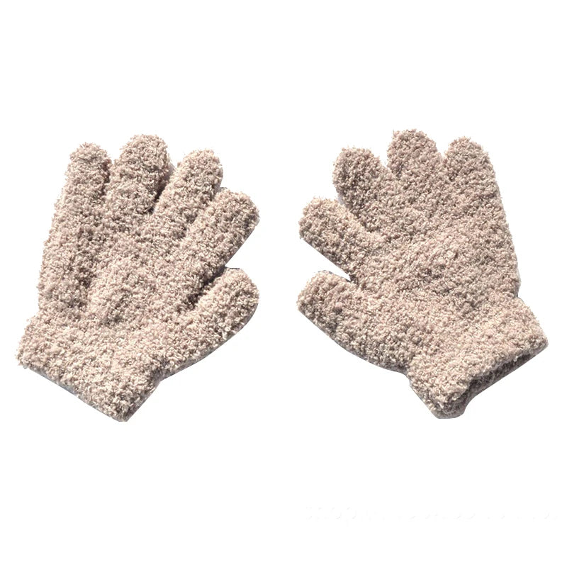 Warm Plush Thick Warm Baby Gloves Winter Plus Velvet Mittens Children Kid Coral Fleece Full Finger Gloves For 1-4Y Kids Gloves