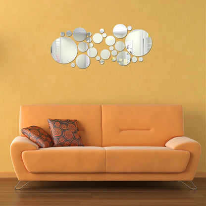 HOT SALES！！！New A rrival 28Pcs Circle Dot Round Mirror Effect Wall Stickers DIY Living Room Decal Decor Wholesale Dropshipping